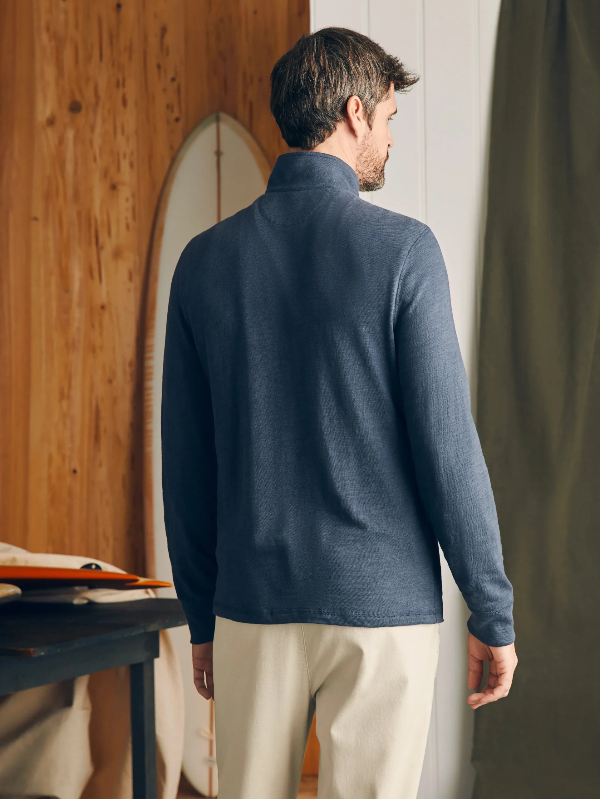 Faherty Brand Sunwashed Slub Quarter Zip (Tall) -