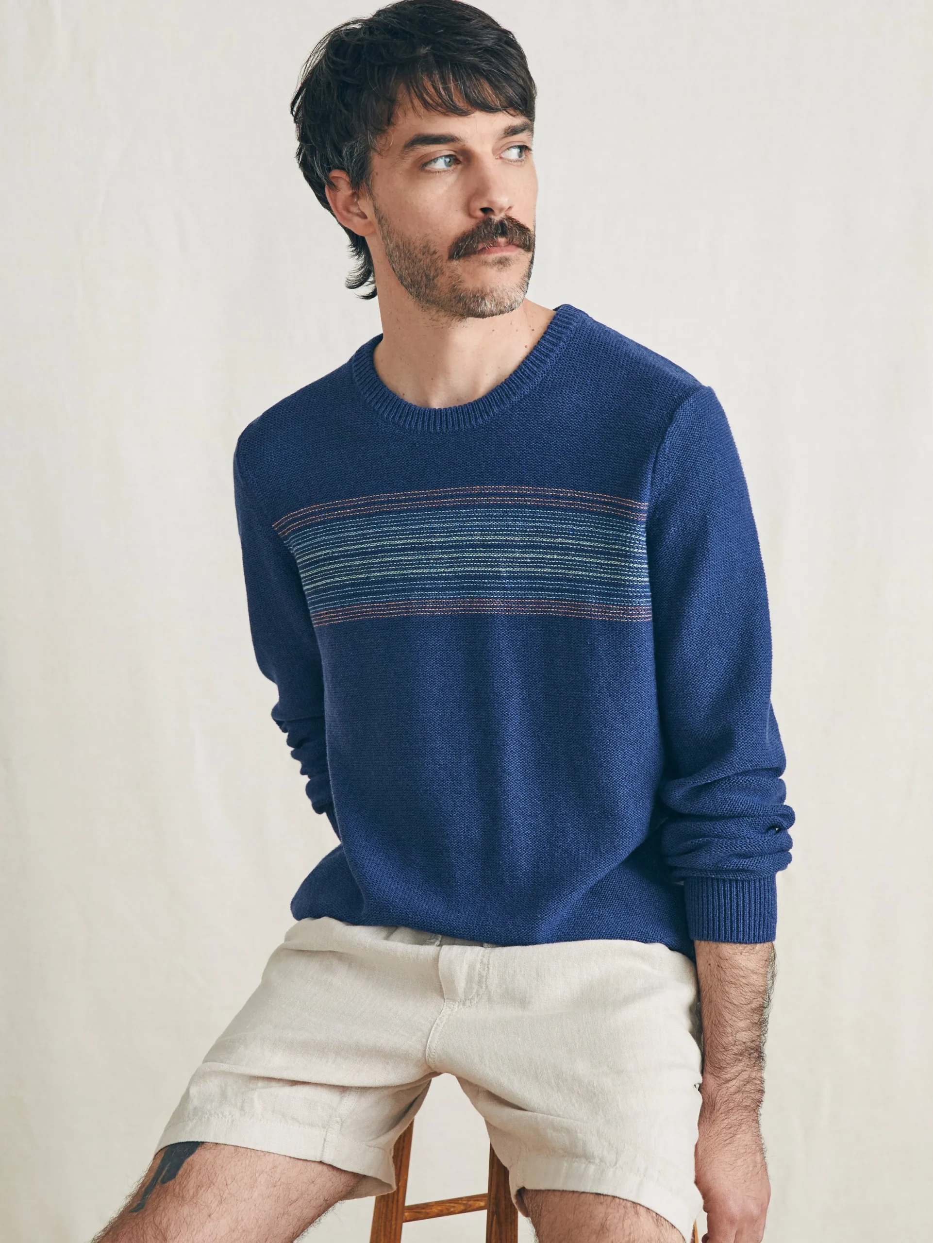 Faherty Brand Surf Stripe Crew Sweater -