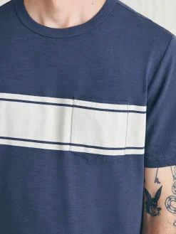 Faherty Brand Surf Stripe Sunwashed Pocket Tee -