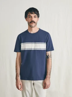 Faherty Brand Surf Stripe Sunwashed Pocket Tee -