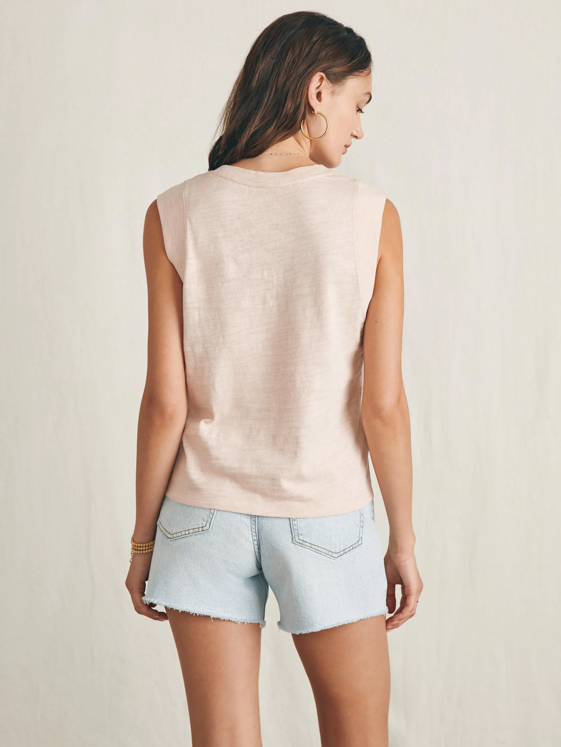Women Faherty Brand Surfrider Sunwashed Slub Muscle Tank -