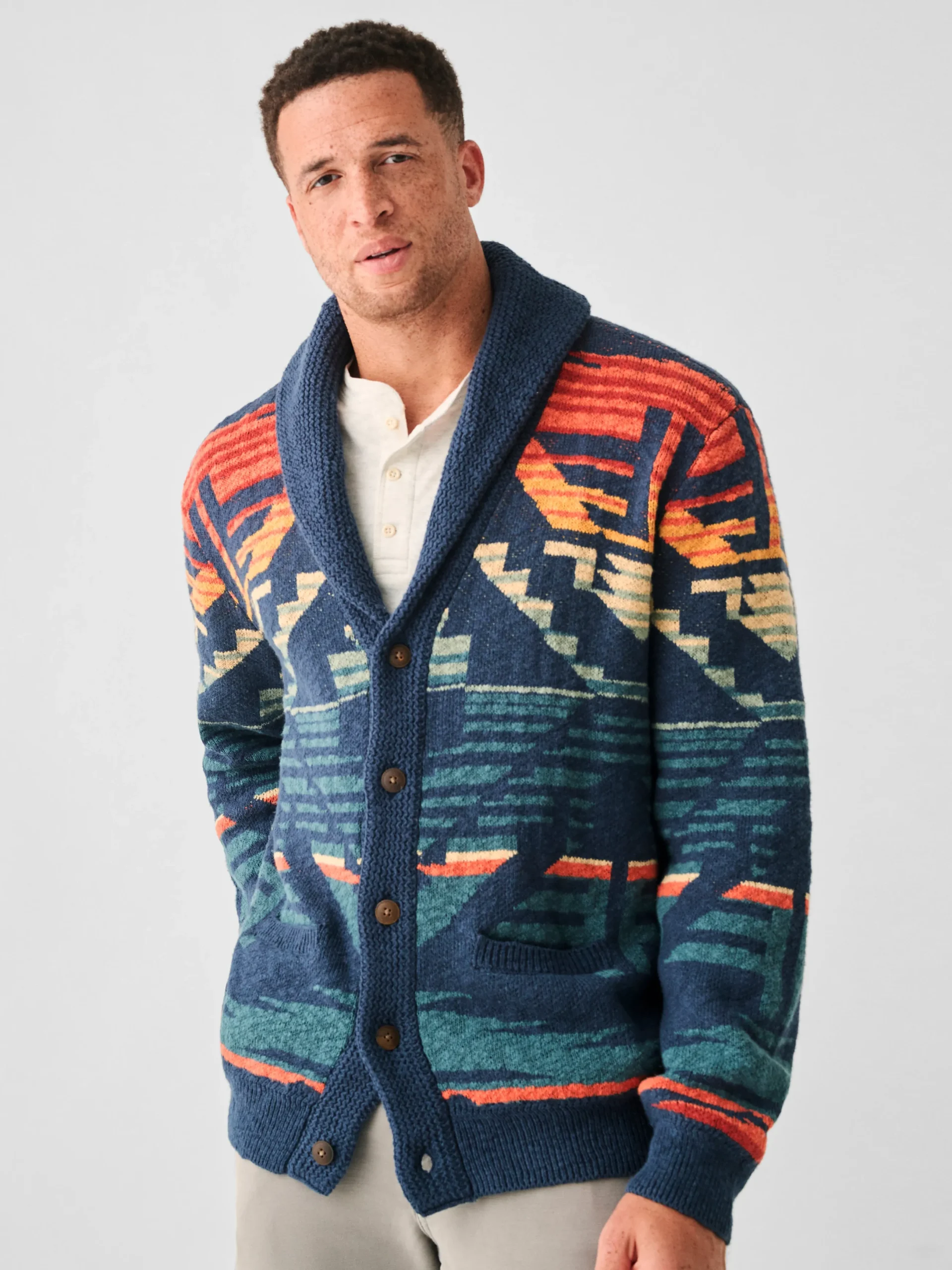 Faherty Brand Thunder Voice Eagle Cardigan -