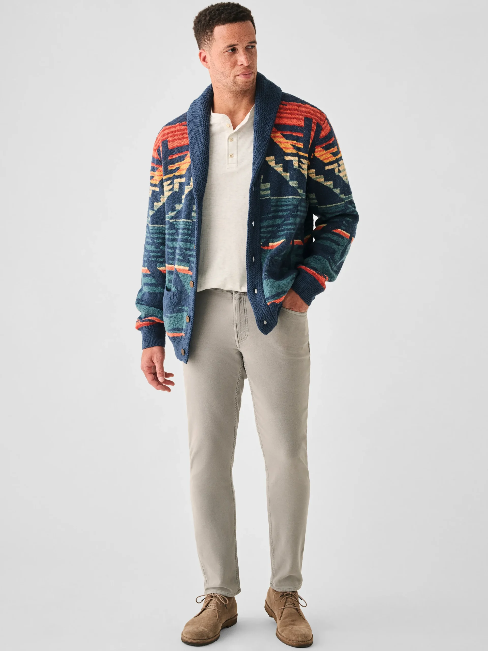 Faherty Brand Thunder Voice Eagle Cardigan -