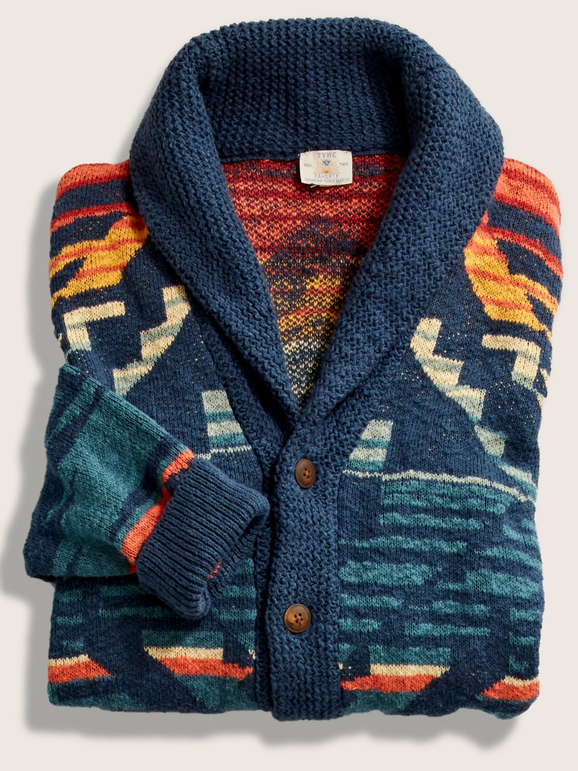 Faherty Brand Thunder Voice Eagle Cardigan -