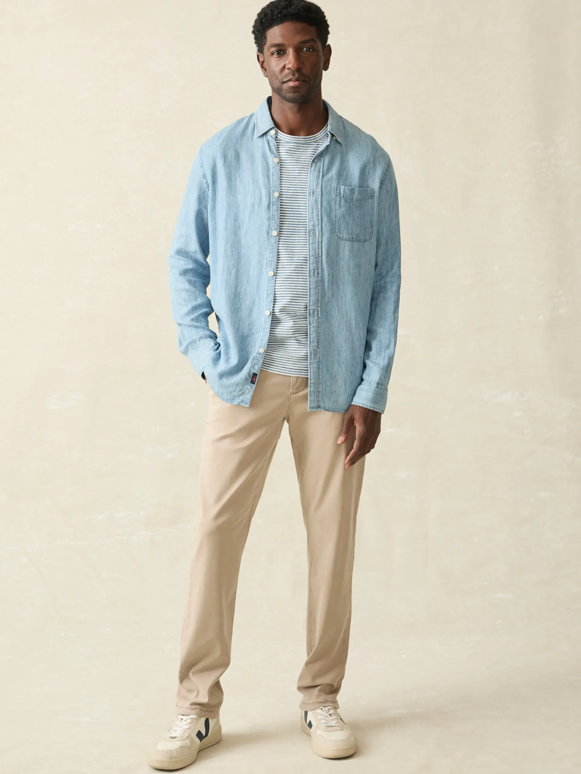 Faherty Brand Tried & True Chambray Shirt (Tall) -