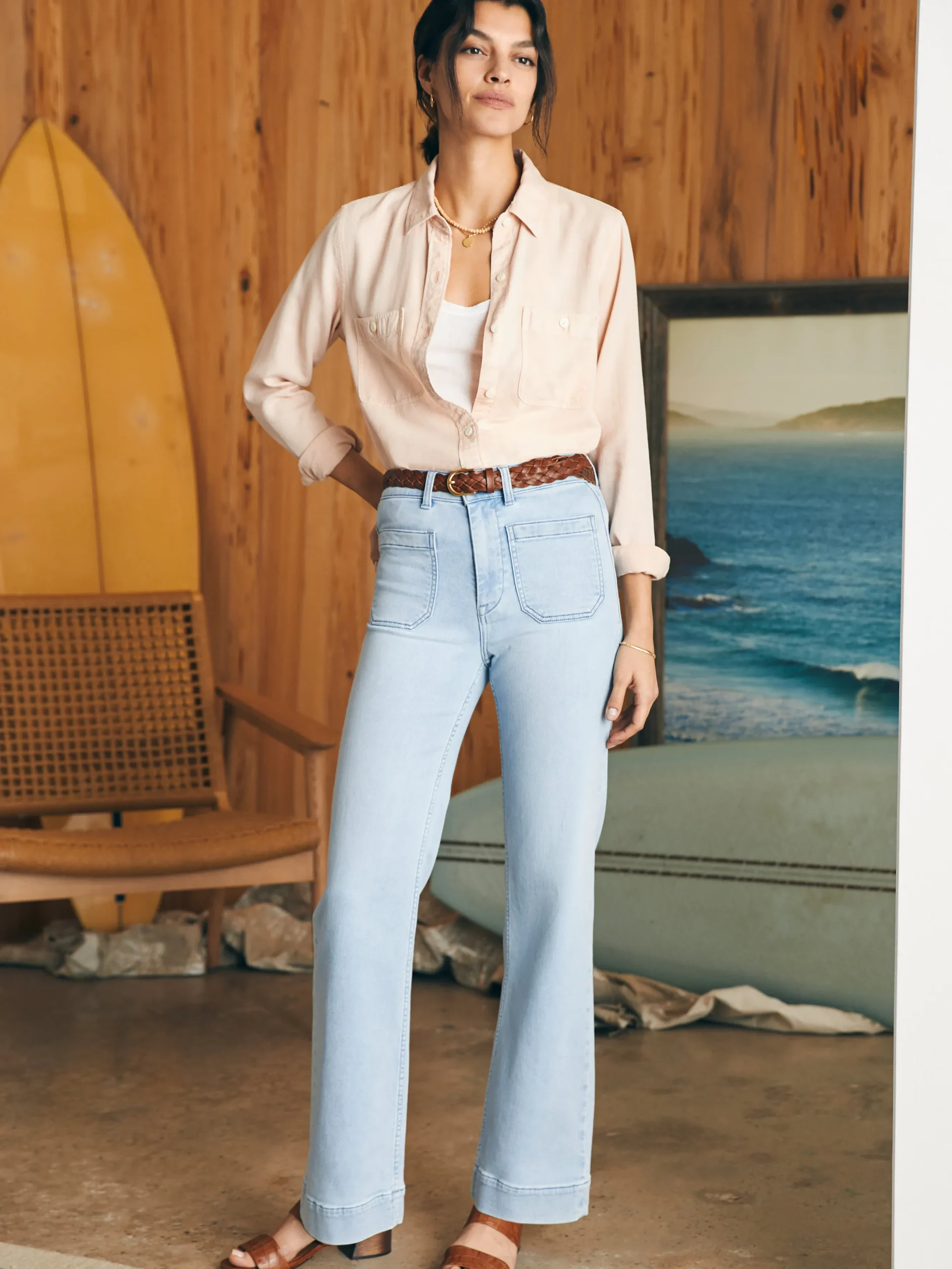 Women Faherty Brand Tried & True Chambray Shirt -