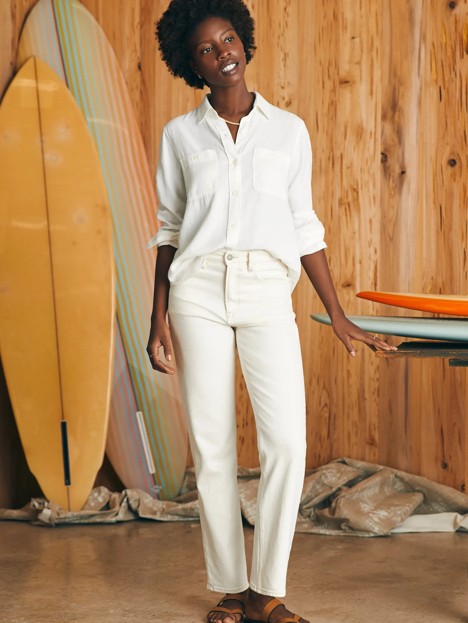 Women Faherty Brand Tried & True Chambray Shirt -