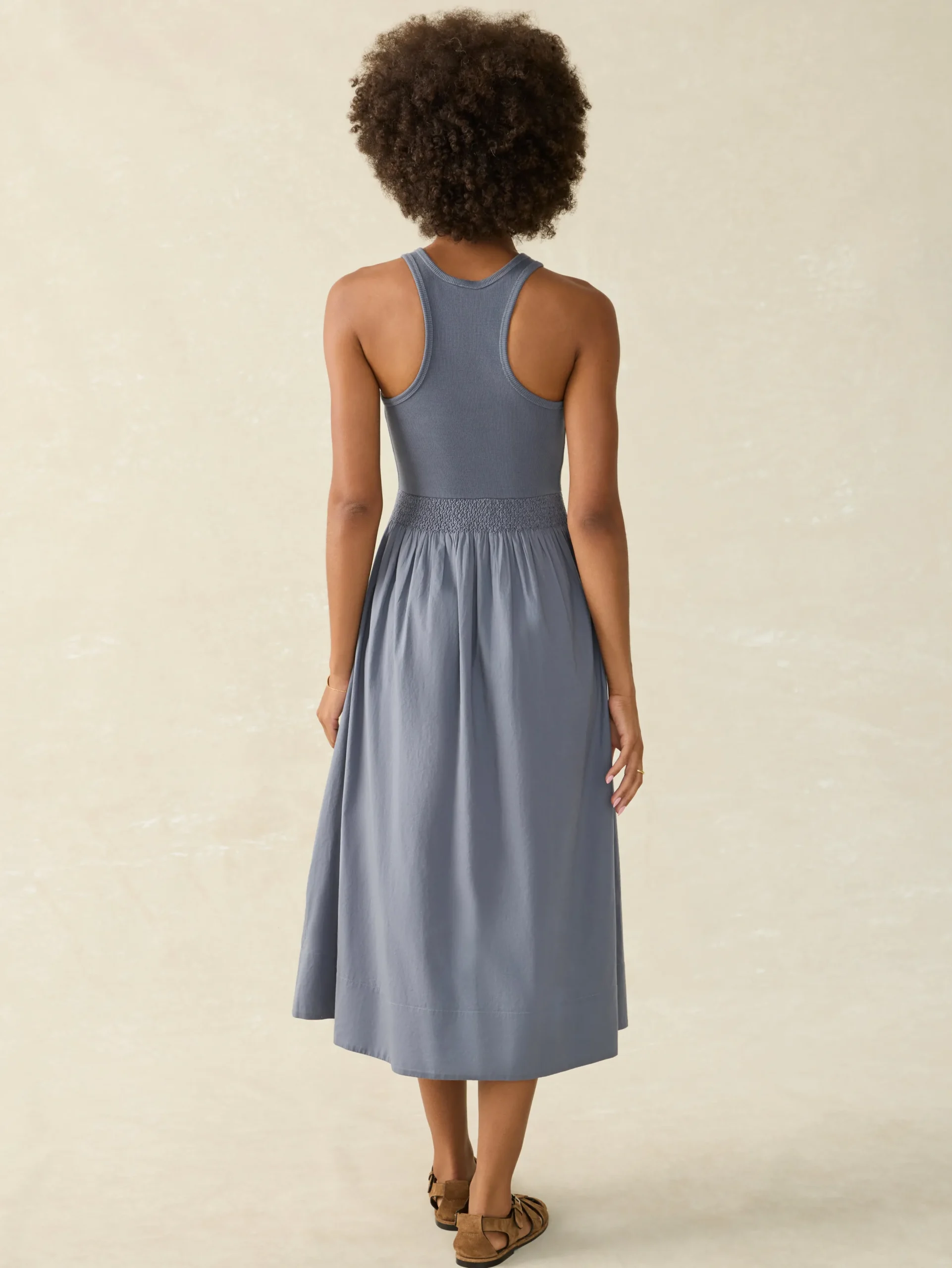Women Faherty Brand Tropical Cotton Ribbed Tank Dress -
